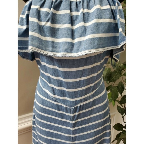 Tinsel Town Women's Blue & White 100% Polyester V-Neck Strappy Romper Dress S - Picture 4 of 9